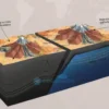 A detailed geological illustration showing a newly discovered tectonic plate boundary on Earth's surface. The scene includes a cross‑section view of the crust with a clear fault line, uplifted mountain ranges on one side, a deep ocean trench on the other, and subtle indications of seismic activity such as fault scarps and displaced rock layers. The background features a faint global map outline to provide context, but no labels or text. The colors are natural earth tones, emphasizing rock strata and topography.