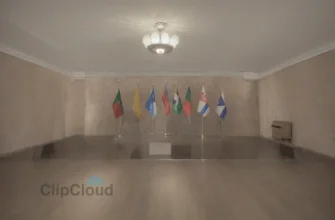 A diplomatic conference room with a large round table. On the table are the flags of Latvia, Lithuania, Estonia, and Russia. The Baltic flags are turned away from the center, while the Russian flag faces the center, symbolizing the Baltic states' refusal to discuss Russia's complaint. The atmosphere is tense but professional, with neutral lighting and a modern interior.