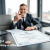 A modern Russian office interior with a desk, a computer, and a small stack of papers. On the desk lies a simple diploma certificate and a tiny Russian kopek coin placed beside it, emphasizing the minimal cost of hiring. A businessperson in a suit smiles approvingly, gesturing towards the diploma, while a subtle background shows a city skyline through a window. The scene conveys the idea that hiring a qualified employee cost almost nothing.