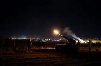 A nighttime scene in Sevastopol showing defense systems intercepting multiple Ukrainian drones in the sky, with city lights in the background and military personnel observing from a distance, dramatic lighting from explosions and flares