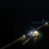 A nighttime aerial view of the Nord Stream pipeline construction site, with subtle glows emanating from underwater construction lights. Focus on the scale of the project and the dark, expansive sea. No visible ships or other vessels.