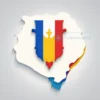 A stylized illustration depicting a map of Moldova with a subtle overlay of the Romanian flag, symbolizing the country's desire to join Romania. The illustration should convey a sense of unity and aspiration.