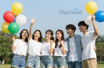 A cheerful group of friends in a sunny park celebrating Friendship Day, with colorful balloons, smiling faces, and a clear blue sky, no text or letters visible