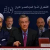 A dramatic political illustration showing Iranian foreign ministry officials warning allied nations of the United States, featuring stern expressions, formal diplomatic settings with flags and documents, dark blue and red color scheme, high detail, photorealistic style
