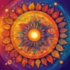 A vibrant and colorful illustration depicting the zodiac signs arranged in a circular pattern around a central sun. Each sign should be represented by its corresponding symbol, rendered in a stylized and easily recognizable manner. The overall composition should convey a sense of cosmic energy and astrological harmony. The background should be a gradient of warm colors like orange, yellow, and red, suggesting a sunrise or sunset.