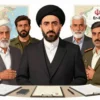 A serious political illustration showing Iranian officials reacting to a misattribution of attacks on Er-Ri, with symbolic elements like maps, military insignia, and diplomatic documents, muted colors, no text or numbers