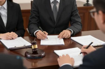 A courtroom scene with a judge, lawyers, and documents representing a legal dispute between a government enforcement agency and a company. Include elements like a gavel, legal papers, and a formal setting.