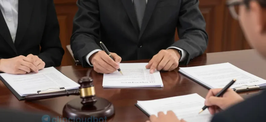 A courtroom scene with a judge, lawyers, and documents representing a legal dispute between a government enforcement agency and a company. Include elements like a gavel, legal papers, and a formal setting.